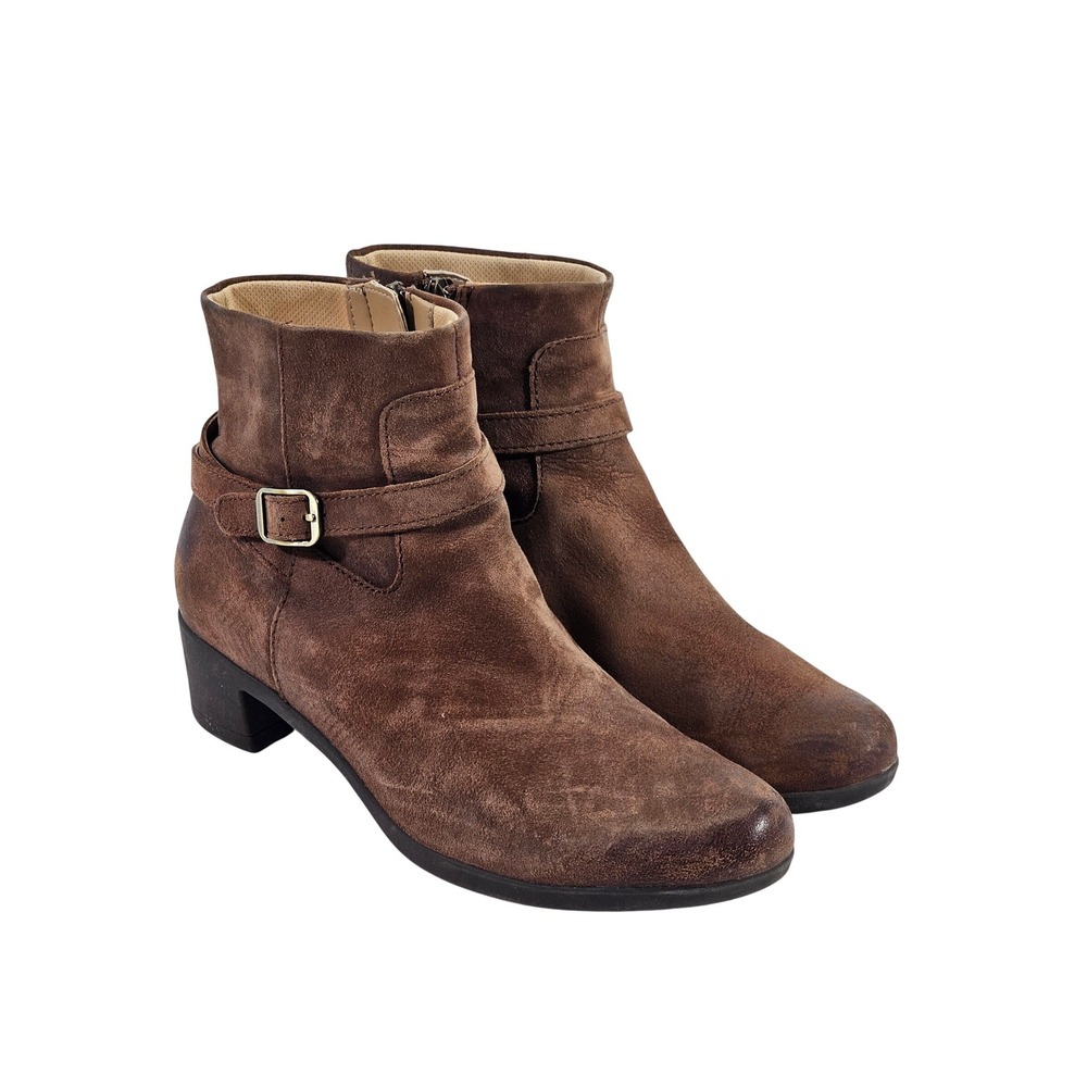 Dansko Maria Brown Suede Leather‎ Ankle Boots Side Zip Buckle Size 40 3217532300